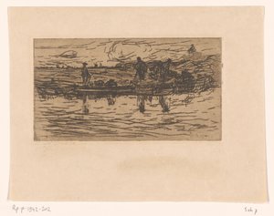 水辺に二人の人物がいる風景 沼の中で (原題) 作： Floris Verster