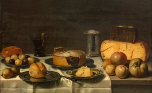 オランダの朝食（パネルに油彩） 作： Floris Gerritsz van Schooten