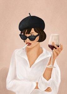 シックなスモーキング姿の女性