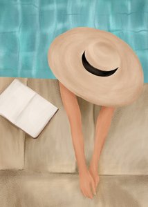 夏のプールサイドでのくつろぎ