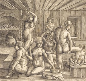 女性の風呂、c。 15051510。 作： Follower of Albrecht Durer