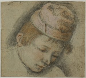 ピンクの帽子をかぶった若者の頭 作： Follower of Jacopo Bassano