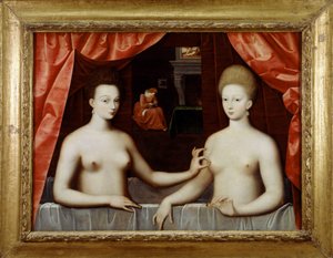 ガブリエル・デストレー（1573-1599）と妹のヴィラール公爵夫人（ジュリアン・ハイポリットまたはジュリアン・ハイポリット）（1575-1657） - フォンテーヌブローの学校