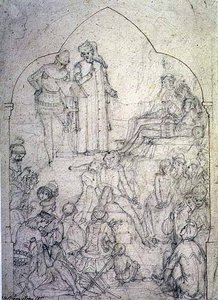 エドワード3世のコートのチョーサー-スタディ、1845 作： Ford Madox Brown