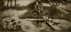 ダルトンがマーシュガスを収集、「ハッチンソンのイギリス国民の物語」、1923年頃のイラスト