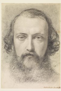 肖像画：ダニエル・ケーシーのヘッド・スタディ（全顔） 作： Ford Madox Brown