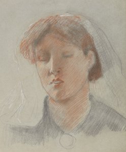 芸術家の妻エマ、結婚式の日に 作： Ford Madox Brown