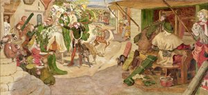 1363年、マンチェスターにおけるフランドル織工の設立 作： Ford Madox Brown