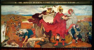 マンセニオンに砦を築くローマ人 AD 80 作： Ford Madox Brown