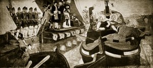 ブリッジウォーター運河の開口部、1768年、「ハッチンソンのイギリス国民の物語」、1923年頃のイラスト
