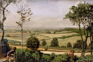 「ケント州ショーン リッジウェイからの眺め」、1849 年および 1873 年 作： Ford Madox Brown