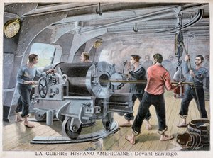 サンティアゴの戦い、スペイン-アメリカ戦争、1898 作： Fortuné Méaulle