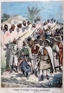 1897年にスルタンアブドゥルハフィッツ軍がタドラで捕虜にした反乱モロッコ人の列。 作： Fortuné Méaulle