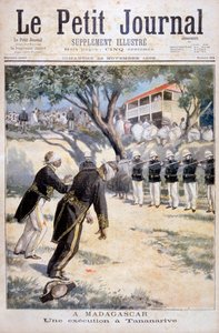 1896年、タナナリブ、アンタナナリボ、マダガスカルでの射撃隊による処刑 作： Fortuné Méaulle