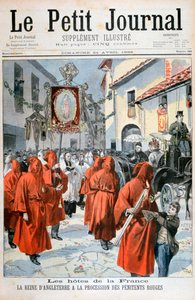 ビクトリア女王、1898年に赤い後悔の行列を見ている。 作： Fortuné Méaulle
