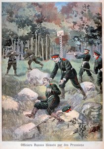 ロシア軍、プロイセン人に負傷、1898年 作： Fortuné Méaulle