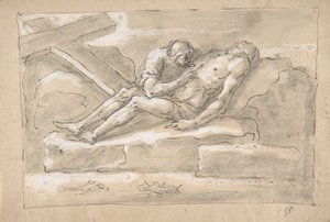 彼の側傷を崇拝するマグダレンによって嘆かれた死んだキリスト., 1787-1863. 作： Fortunato Duranti
