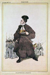 1830年フランスの救世主としてのパスキエ男爵の風刺画 作： Fortune Delarue