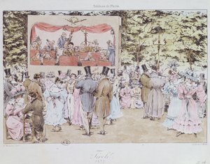 C.モットによって彫刻された、パリのニューチボリガーデンでのミュージカルエンターテインメント、1827 作： Fortune Delarue