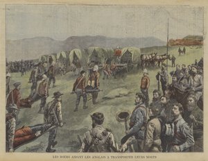 イギリス人が戦場から死者を移動させるのを助けるボーア