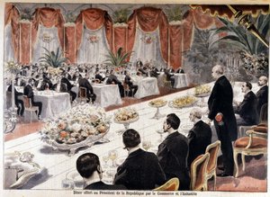 フェリックス・フォール共和国大統領への商工会議所主催の夕食会、「Le petit journal」10月24日号 作： Fortune Louis Meaulle
