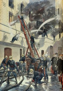 1898年、パリ消防署の訓練に参加するフェリックス・フォール（エングレーヴィング）