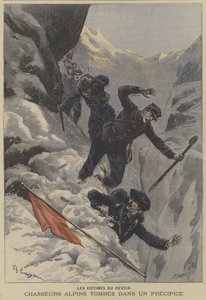 フランスのシャセルアルペン山岳軍が絶壁の上に落下