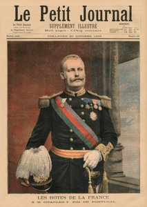 フランスのホスト、カルロス1世、ポルトガル国王、「ルプチジャーナル」の表紙イラスト、サプリメントイラスト、1895年10月20日 作： Fortune Louis Meaulle
