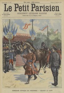 パリのヴァンセンヌでの競技会で、陪審員の前で行進した馬 作： Fortune Louis Meaulle
