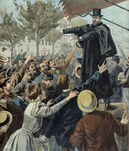 1898年、パリのデモに参加したポール・デロレド（エングレーヴィング） 作： Fortune Louis Meaulle