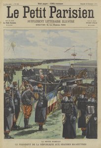 フランスのルベー大統領、アミリーでのフランス陸軍大作戦で部隊を検査 作： Fortune Louis Meaulle