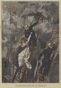 パリの劇場フランセでの火事から女優アデリーヌダドレイの救助 作： Fortune Louis Meaulle