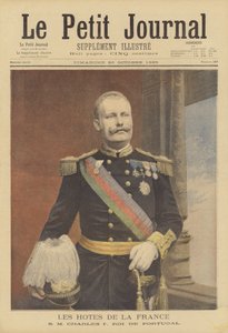 フランスを訪れた王室の人々。ポルトガル国王カルロス1世（カラーリトグラフ 作： Fortune Louis Meaulle