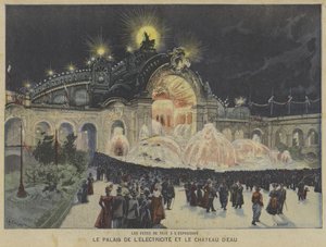 電気の宮殿と水の城、夜の万博1900、パリ