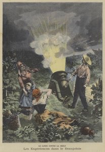 大砲を使ってボジョレーのブドウ畑を雹から守る 作： Fortune Louis Meaulle