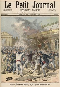 1891年7月11日、「ルプチジャーナル」からアキテーヌ地域圏のボルドーでのイベント：キオスクを燃やす 作： Fortune Louis Meaulle and Henri Meyer