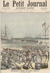 1892年5月21日の「Le Petit Journal」より、コトヌーの新しい埠頭でのセネガル軍の着陸 作： Fortune Louis Meaulle and Henri Meyer