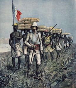 1892年7月の「ルプチジャーナル」からの1892年のナイジェリアのベニュー川探検ミッションに関するミゾン中尉（1853-99） 作： Fortune Louis Meaulle and Henri Meyer