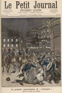 1891年10月3日の「ルプティジャーナル」より、ガルニエ宮での「ロエングリン」のパフォーマンスに反対するパリの暴動