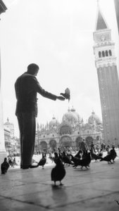 日本とイタリア：彫刻家エルネスト・ミカヘレスがベネチアのサン・マルコ広場でタヤトと語った。