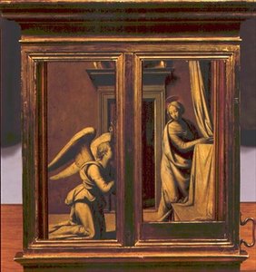 受胎告知」1495年頃（パネルに油彩） 作： Fra Bartolomeo