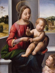 マドンナと子供と若い聖ヨハネのバプテスト、1497年頃（木に油と金） 作： Fra Bartolomeo