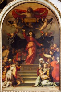 フラ・バルトロメオとして知られるバルトロメオ・デッラ・ポルタ作「慈悲の聖母」（1472-1517年）、絵画。 作： Fra (1472 1517) Bartolomeo