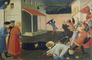 サンマルコの殉教、プレデッラの詳細、亜麻布の幕屋 作： Fra (c.1387 1455) Angelico