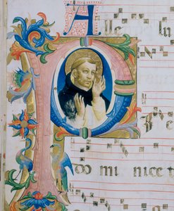 ドミニカ共和国の聖人。ミサールに描かれたミニアチュール（c.9, verso 作： Fra  Angelico