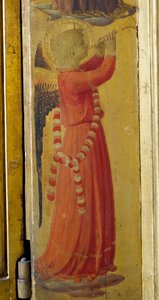 トランペットを吹く天使、リナイウオーリのトリプティクからのディテール 作： Fra  Angelico