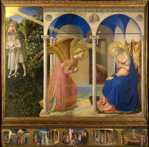 Angelico, Fra Giovanni, da Fiesole (ca. 1400-1455) The Annunciation テンペラ、パネル ルネッサンス 1430-1432 イタリア、フィレンツェ派 プラド美術館（マドリッド） 154x194 絵画 作： Fra  Angelico