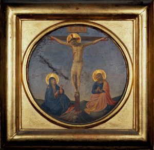 聖母とマグダラのマリアの間にあるキリストの磔刑（絵画 作： Fra  Angelico