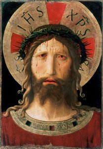 茨の冠を被ったキリストの頭部（1450年、木地にデトレンプレ 作： Fra  Angelico