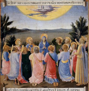 アセンション（昇天）。キリストの生涯』アルマディオ・デッリ・アルジェンティ。(木にテンペラ 作： Fra  Angelico